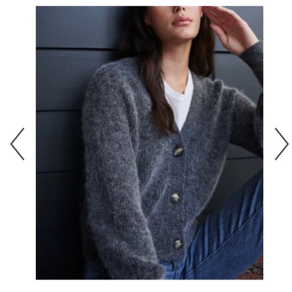 Quince Sweaters - Quince Alpaca Wool Blend Cropped Cardigan Sweater M Medium Gray